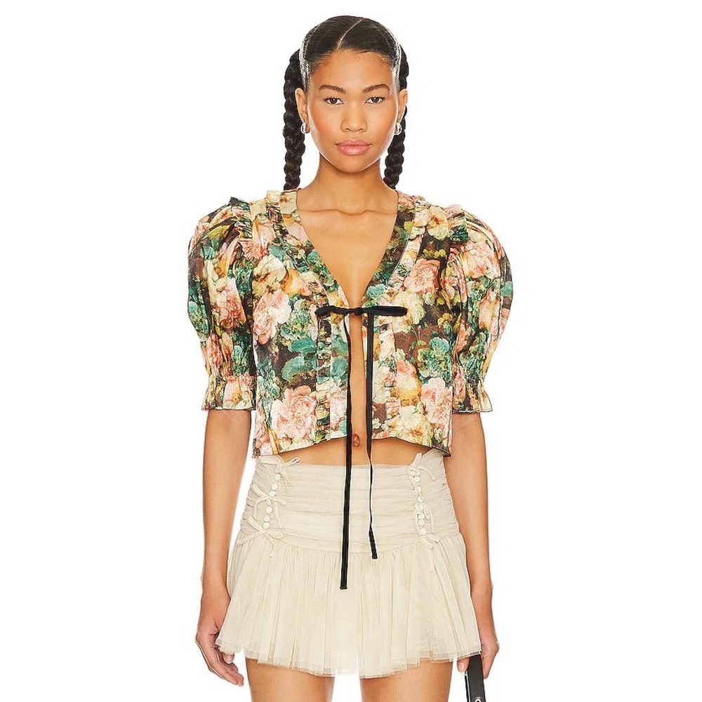 Selkie The Cottage Cravings Paper Doll Top Floral Puff Sleeve XS NWT